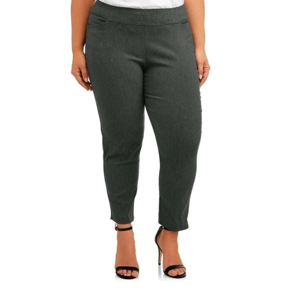 NWT Terra & Sky Tummy Control Pants Gray Pockets Sz 14W Average